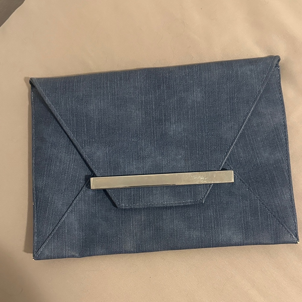 Stylish Denim Blue Clutch with Silver Accent